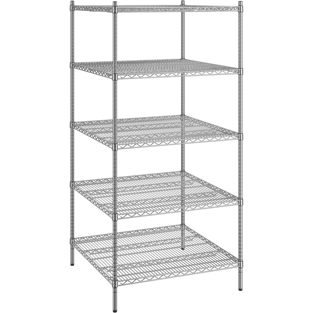Regency 36 inch x 36 inch x 74 inch NSF Chrome Stationary Wire Shelving Starter Kit with 5 Shelves