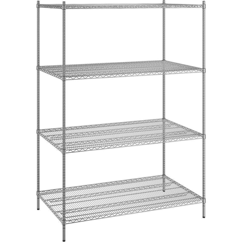 Regency 36 inch x 60 inch x 86 inch NSF Chrome Stationary Wire Shelving Starter Kit with 4 Shelves
