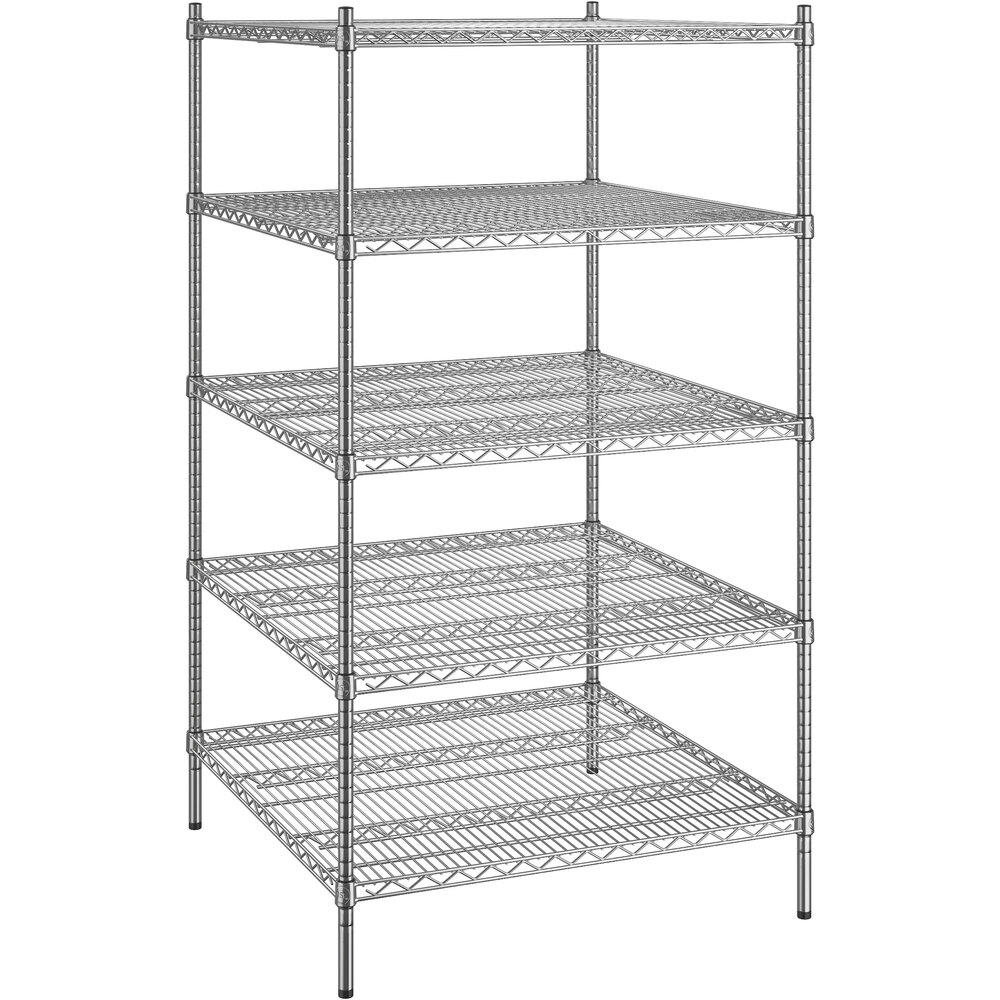 Regency 36 inch x 36 inch x 64 inch NSF Chrome Stationary Wire Shelving Starter Kit with 5 Shelves