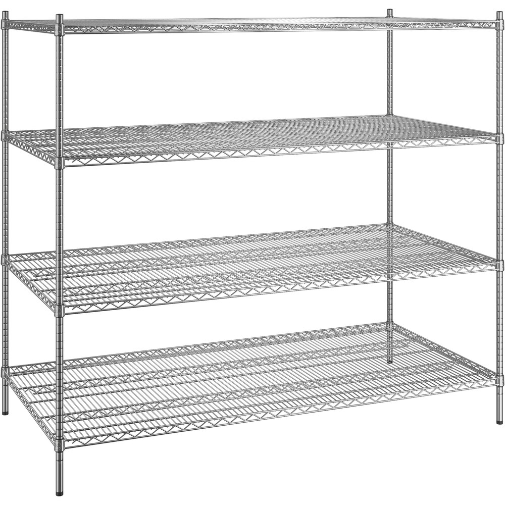 Regency 36 inch x 72 inch x 64 inch NSF Chrome Stationary Wire Shelving Starter Kit with 4 Shelves