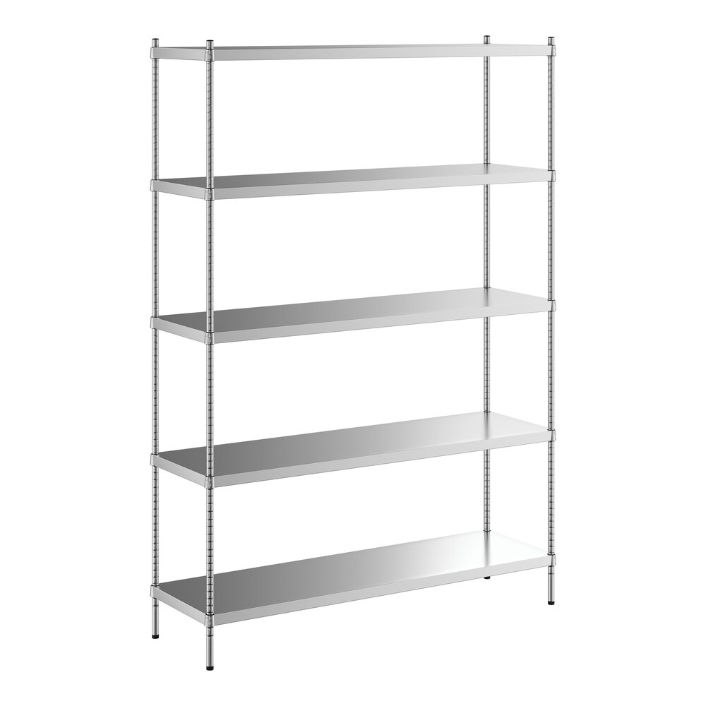 Regency 18 inch x 60 inch x 86 inch NSF Solid Stainless Steel Stationary Shelving Starter Kit with 5 Shelves