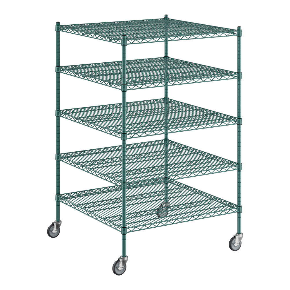 A Regency green wire shelving starter kit with 5 shelves.