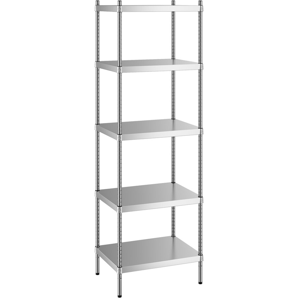 Regency 18 inch x 24 inch x 74 inch NSF Solid Stainless Steel Stationary Shelving Starter Kit with 5 Shelves
