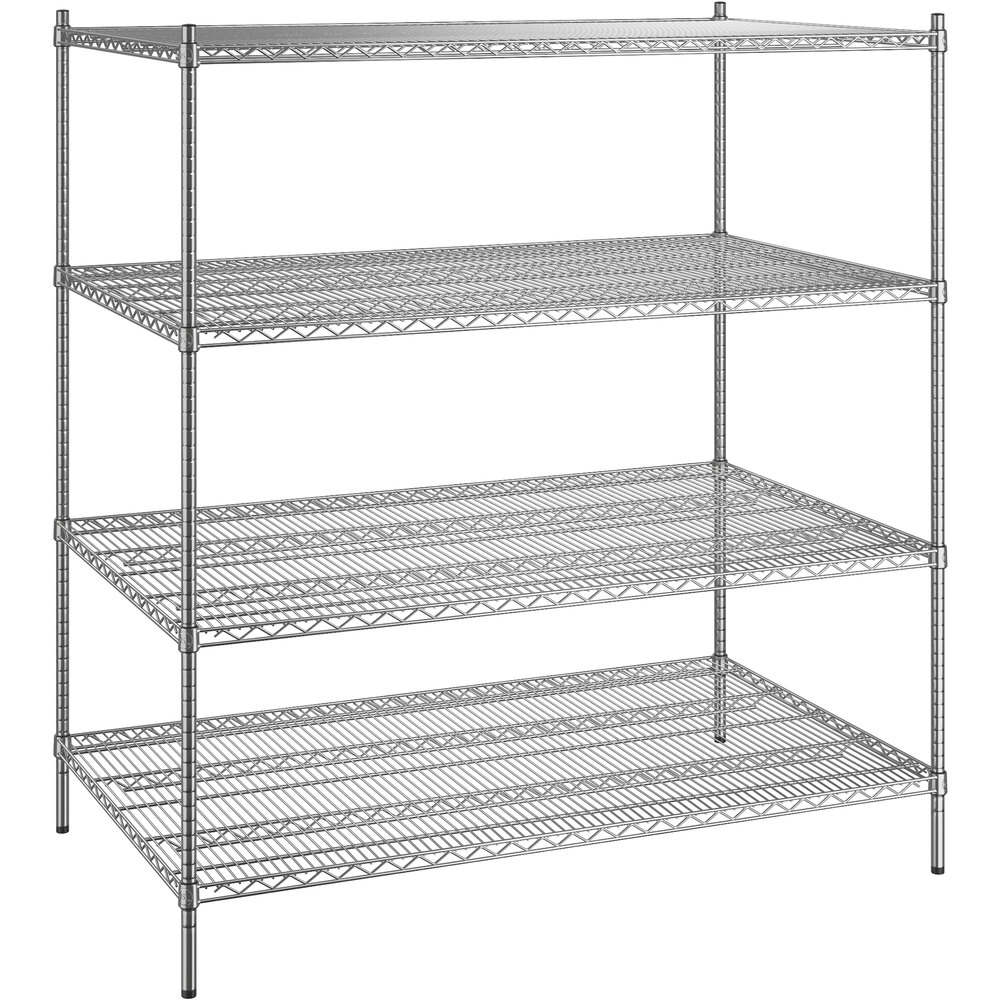 Regency 36 inch x 60 inch x 64 inch NSF Chrome Stationary Wire Shelving Starter Kit with 4 Shelves