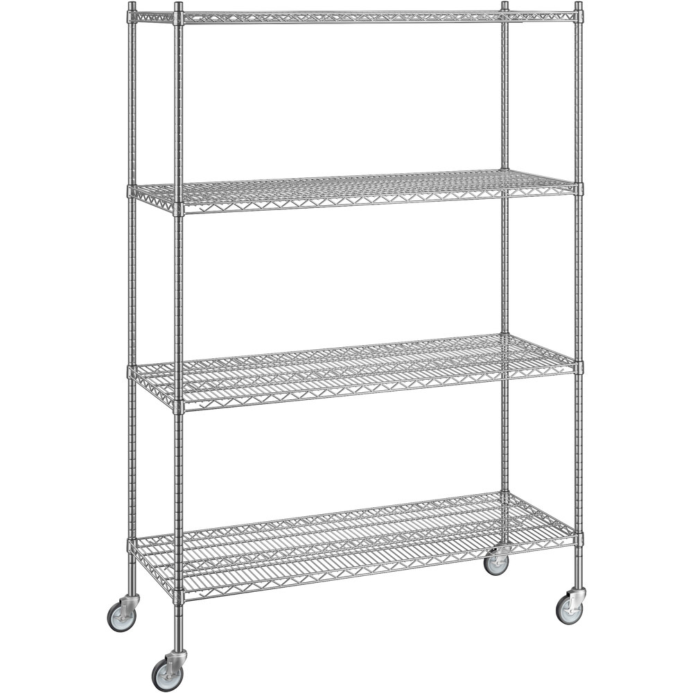 Regency 21 inch x 54 inch x 80 inch NSF Chrome Mobile Wire Shelving Starter Kit with 4 Shelves