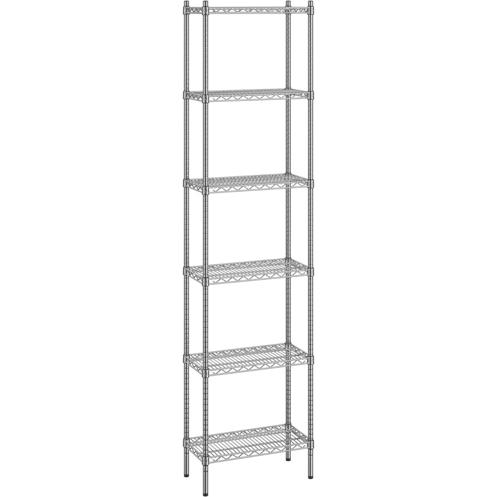 Regency 12 inch x 24 inch x 96 inch NSF Chrome Stationary Wire Shelving Starter Kit with 6 Shelves