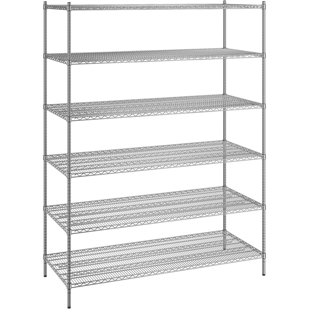 Regency 30 inch x 72 inch x 96 inch NSF Chrome Stationary Wire Shelving Starter Kit with 6 Shelves