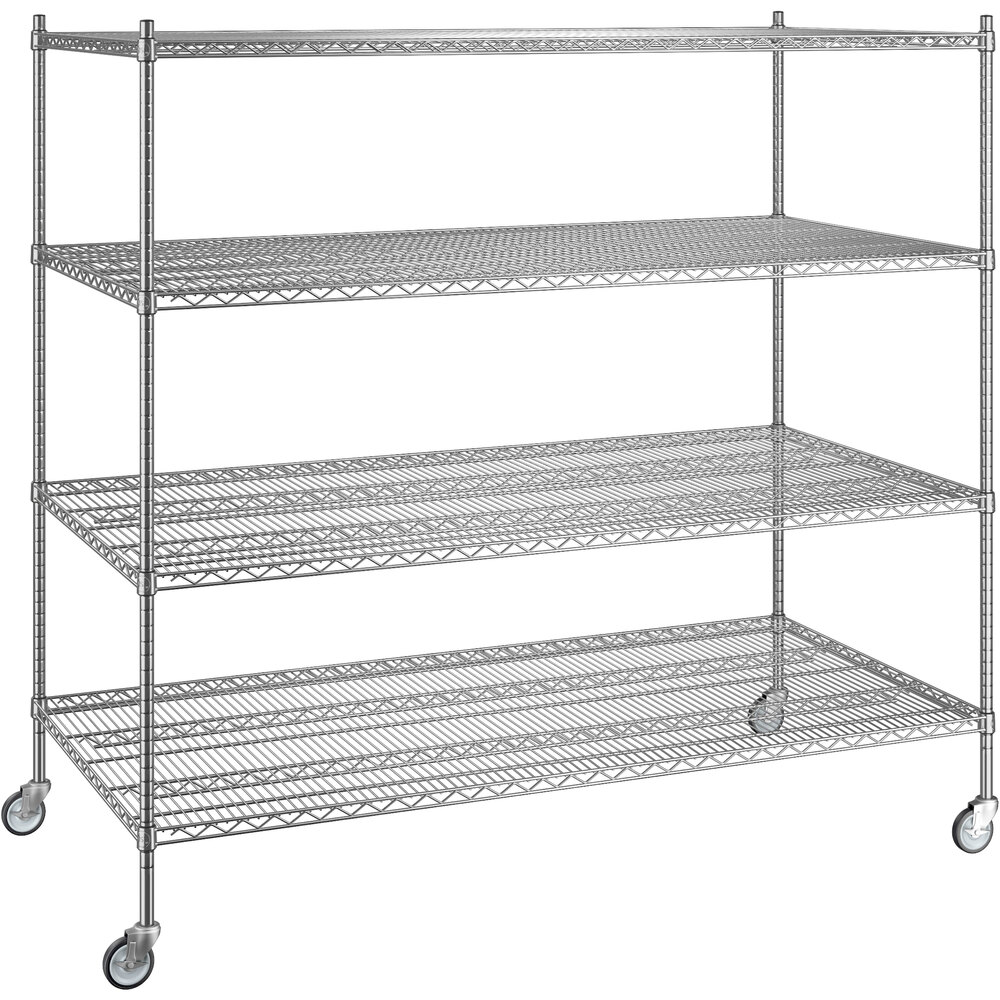Regency 36 inch x 72 inch x 70 inch NSF Chrome Mobile Wire Shelving Starter Kit with 4 Shelves