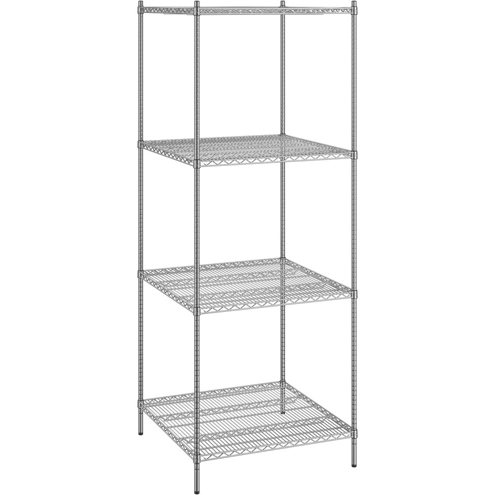 Regency 36 inch x 36 inch x 96 inch NSF Chrome Stationary Wire Shelving Starter Kit with 4 Shelves