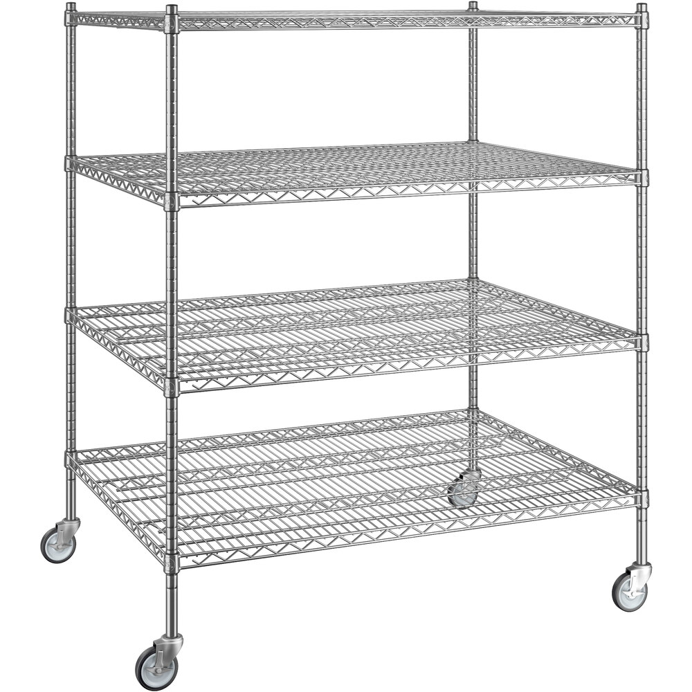 Regency 36 inch x 48 inch x 60 inch NSF Chrome Mobile Wire Shelving Starter Kit with 4 Shelves