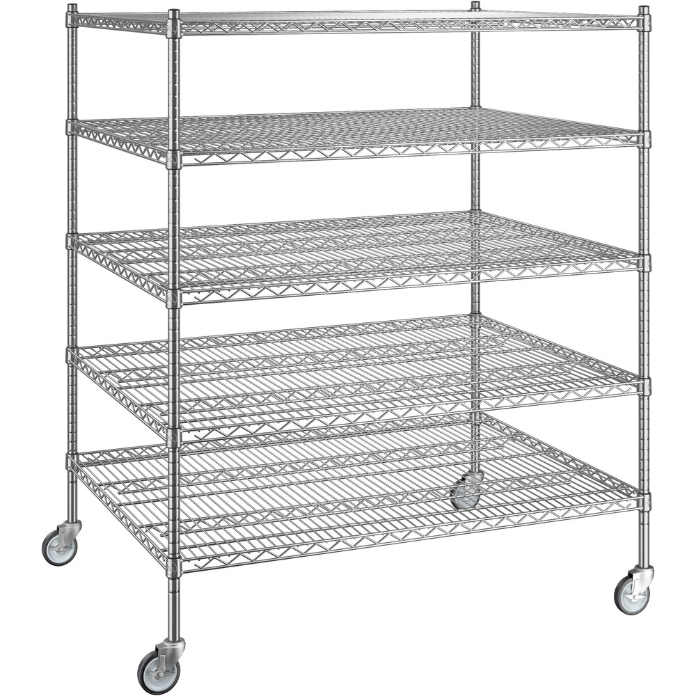 Regency 36 inch x 48 inch x 60 inch NSF Chrome Mobile Wire Shelving Starter Kit with 5 Shelves