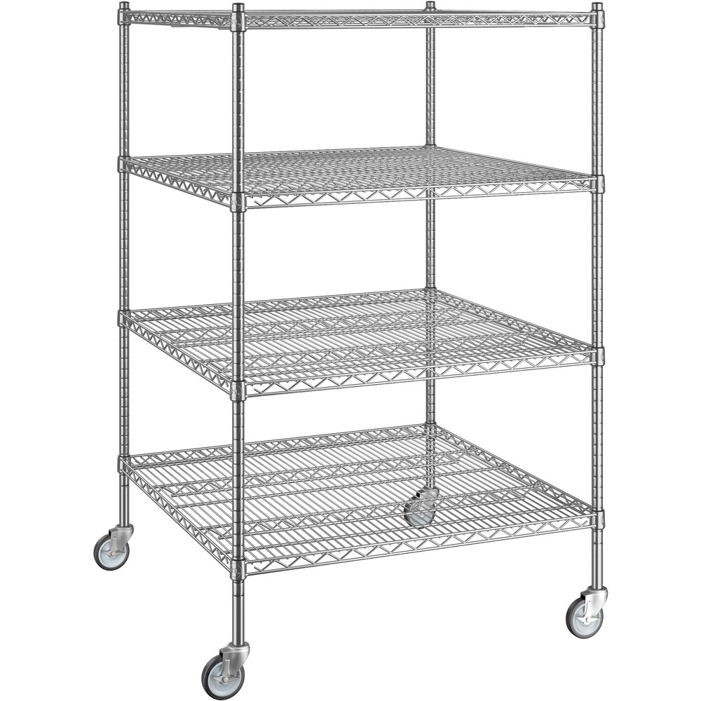 Regency 36 inch x 36 inch x 60 inch NSF Chrome Mobile Wire Shelving Starter Kit with 4 Shelves