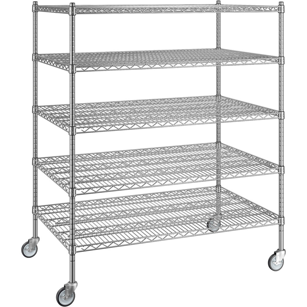 Regency 30 inch x 48 inch x 60 inch NSF Chrome Mobile Wire Shelving Starter Kit with 5 Shelves