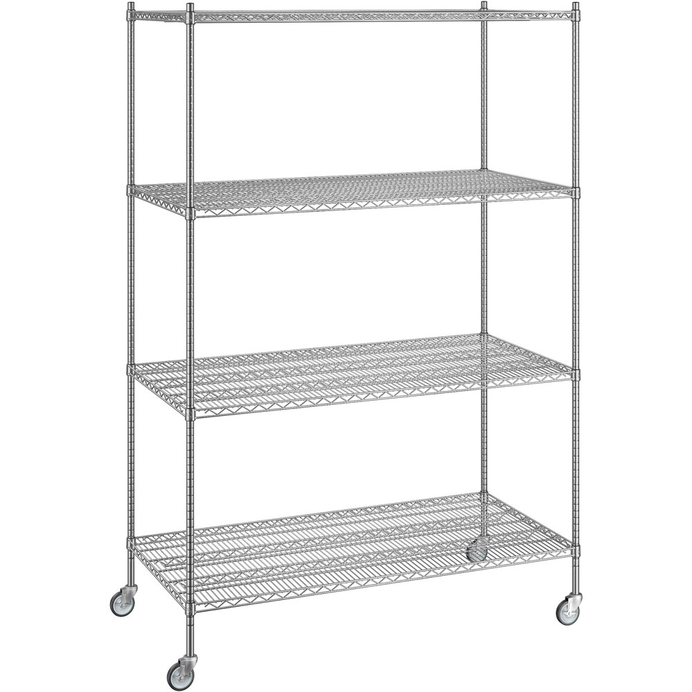 Regency 30 inch x 60 inch x 92 inch NSF Chrome Mobile Wire Shelving Starter Kit with 4 Shelves