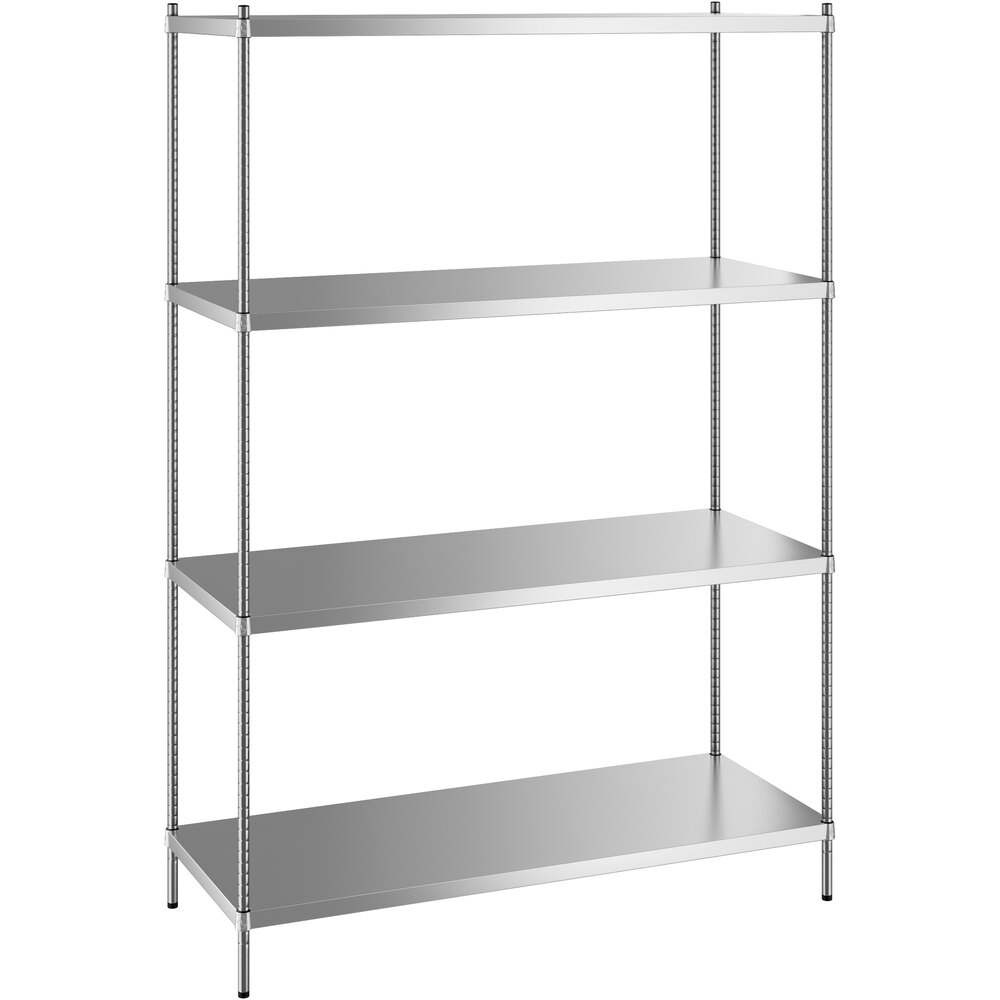Regency 24 inch x 60 inch x 86 inch NSF Solid Stainless Steel Stationary Shelving Starter Kit with 4 Shelves