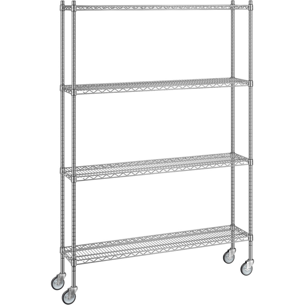 Regency 12 inch x 54 inch x 80 inch NSF Chrome Mobile Wire Shelving Starter Kit with 4 Shelves