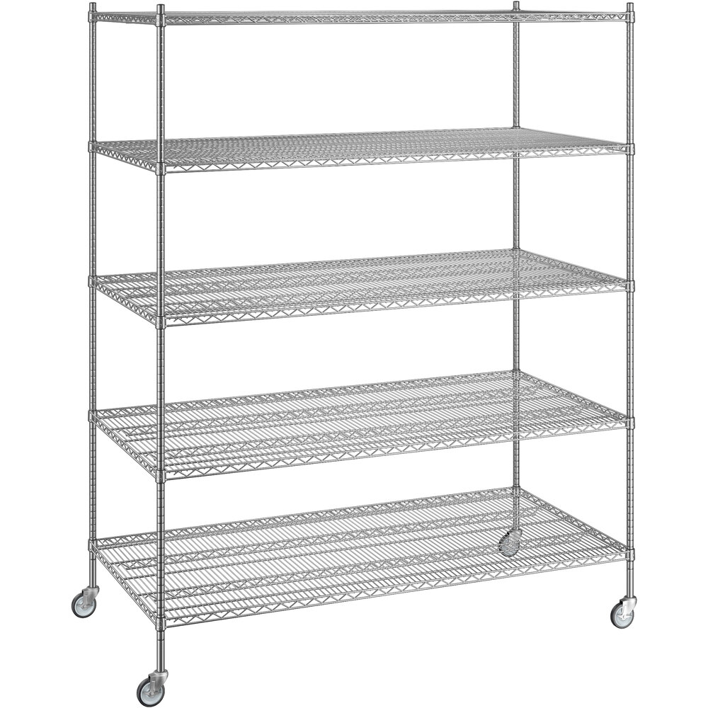 Regency 36 inch x 72 inch x 92 inch NSF Chrome Mobile Wire Shelving Starter Kit with 5 Shelves