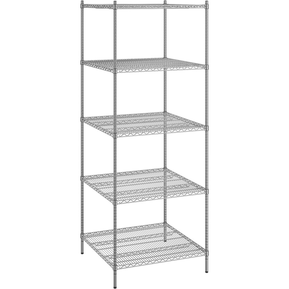 Regency 36 inch x 36 inch x 96 inch NSF Chrome Stationary Wire Shelving Starter Kit with 5 Shelves