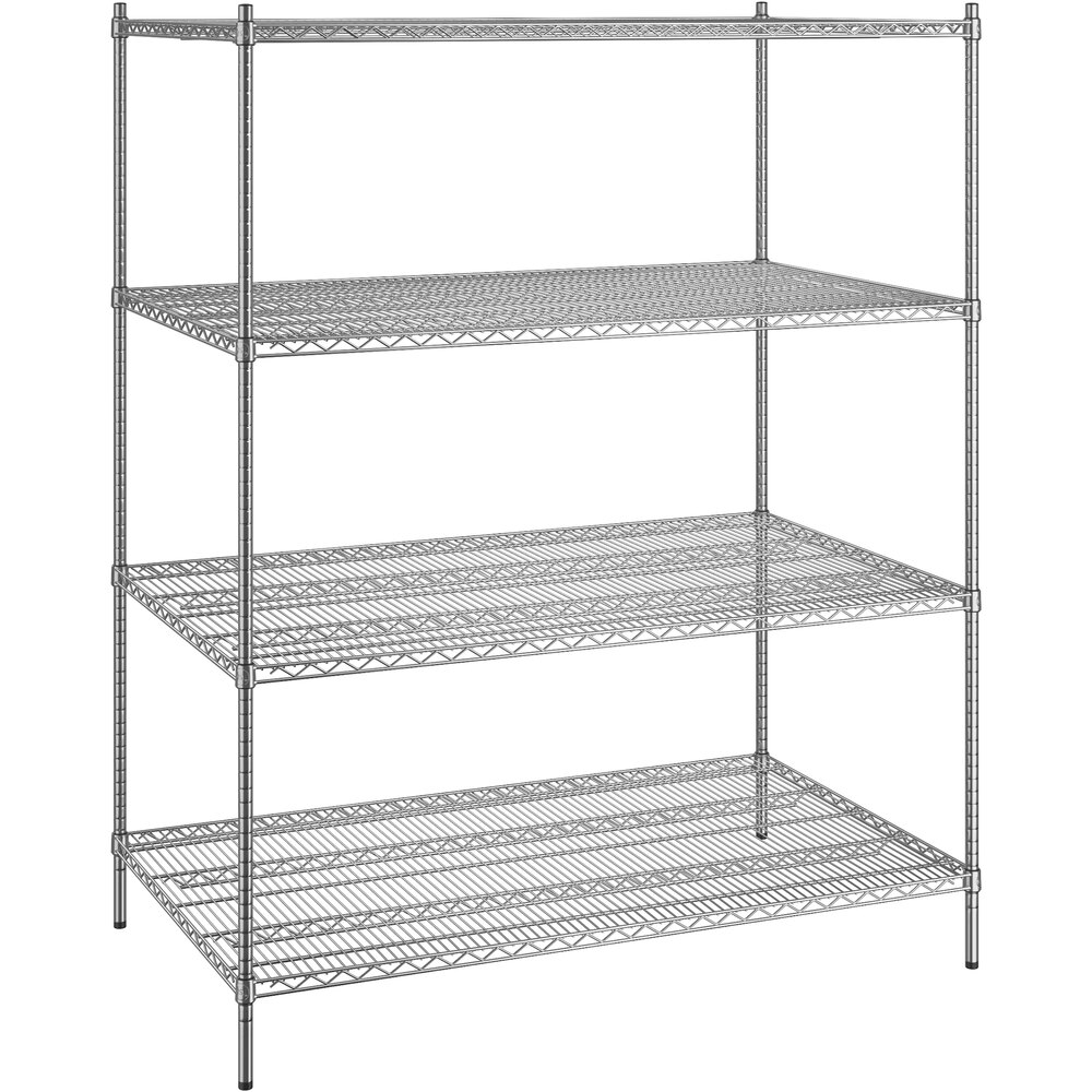 Regency 36 inch x 60 inch x 74 inch NSF Chrome Stationary Wire Shelving Starter Kit with 4 Shelves