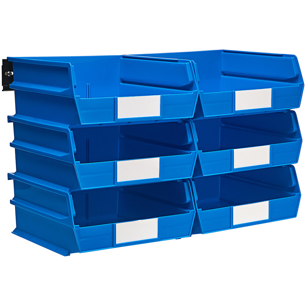 Triton Products LocBin Wall Storage System with (6) 10 7/8" Blue Bins