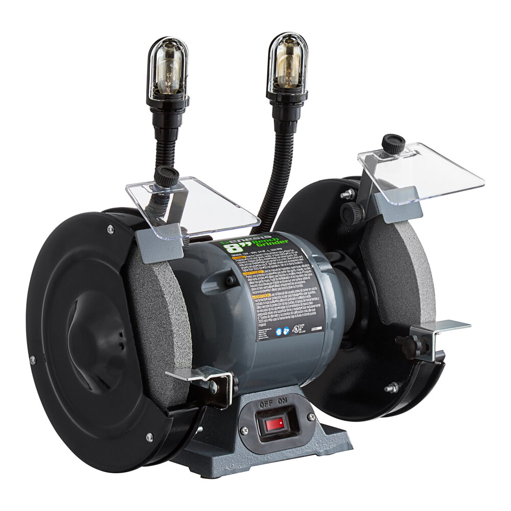 Genesis 8" Bench Grinder with Lights, Eye Shields, and 2 Wheels GBG800L