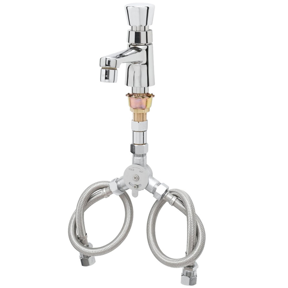 T&S B2490 Deck Mounted Single Temperature Metering Faucet with Flex