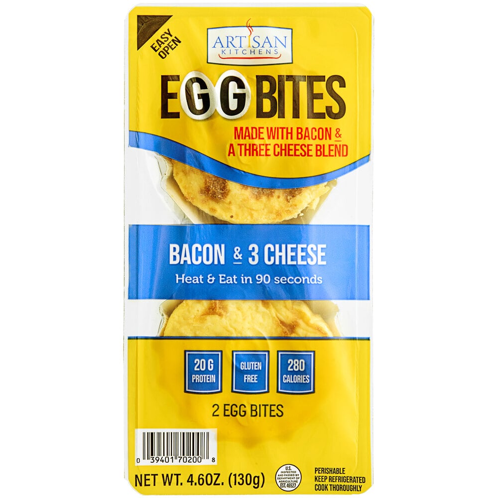 Artisan Kitchens Bacon and Three Cheese Egg Bites 2Pack 7/Case
