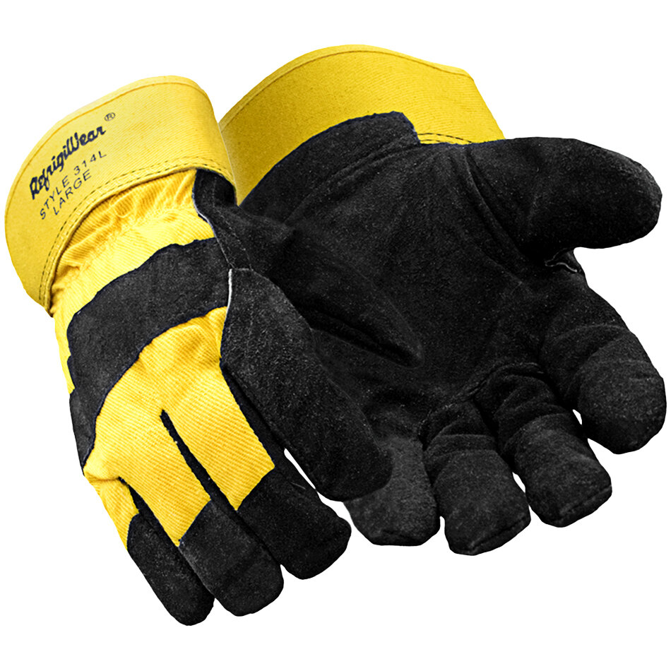 RefrigiWear 0314RGBKLAR Gold / Black Cowhide and Canvas Insulated Glove
