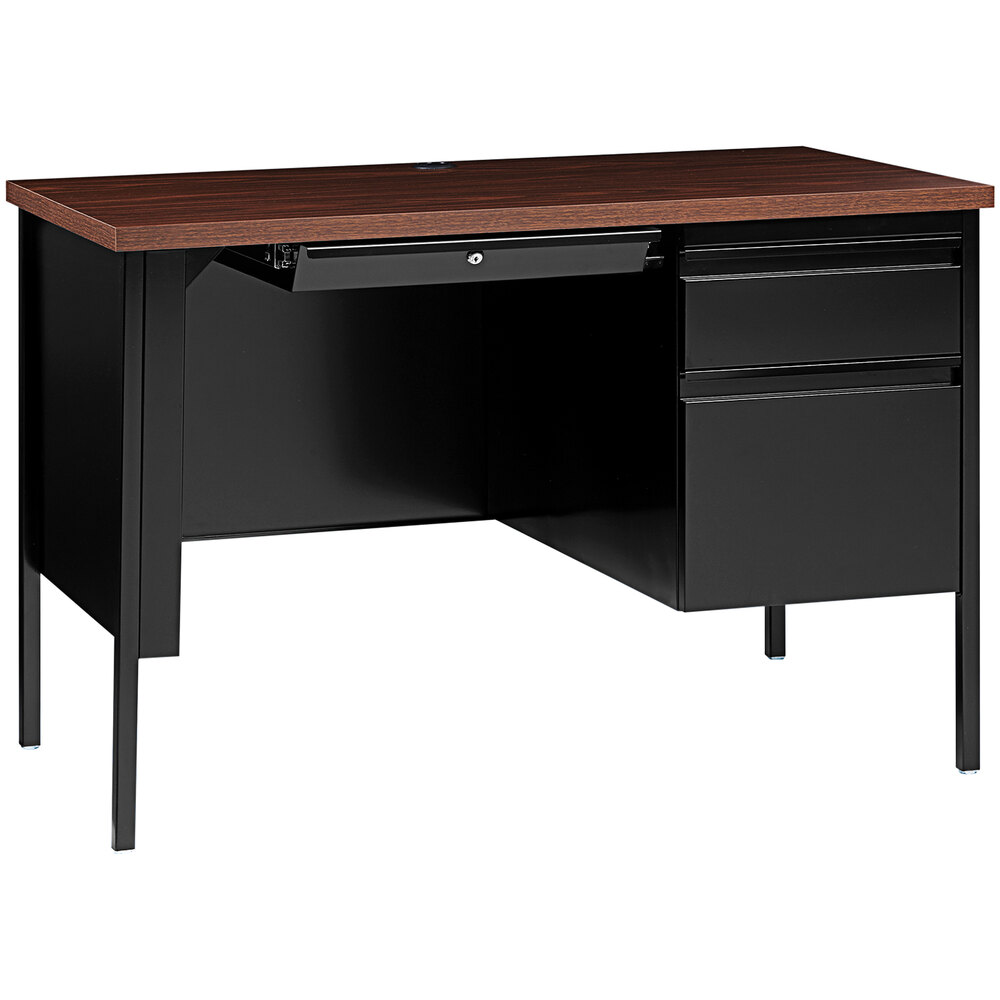 Hirsh Industries 24" x 45" Black / Walnut Office Desk with RightHand