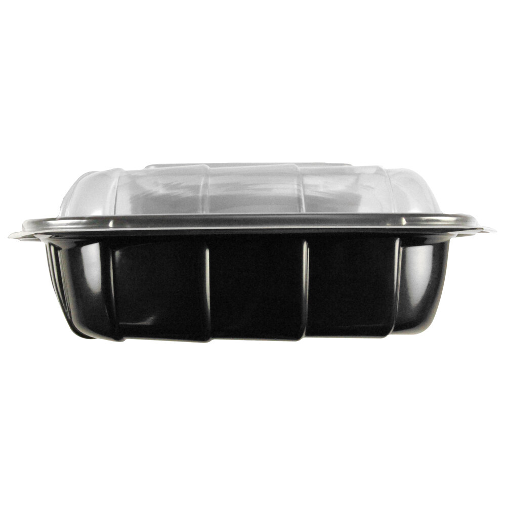 8" x 8" x 3" Microwaveable Plastic Hinged Take-Out Container - 138 / Case