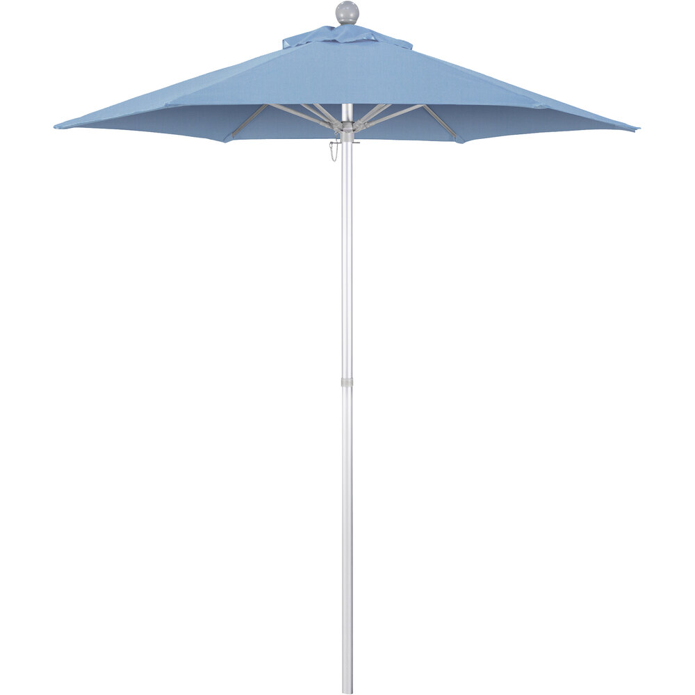 California Umbrella Summit Series 6' Round Air Blue Sunbrella Push Lift