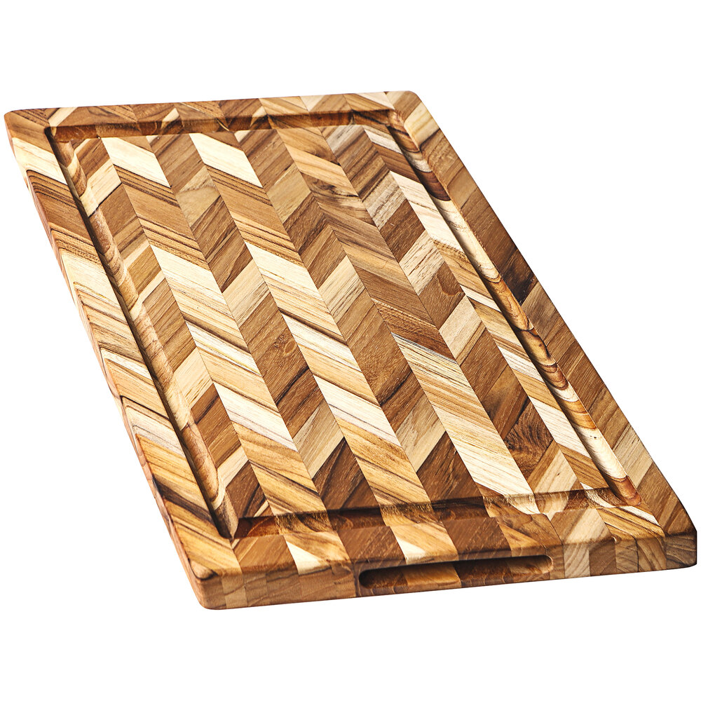 Teakhaus Herringbone 18" x 14" x 7/8" Edge Grain Teakwood Cutting Board
