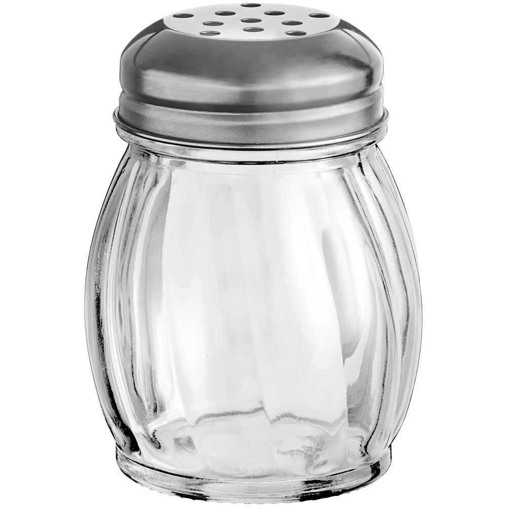 Choice 6 oz. Glass Cheese Shaker with Perforated ChromePlated Lid