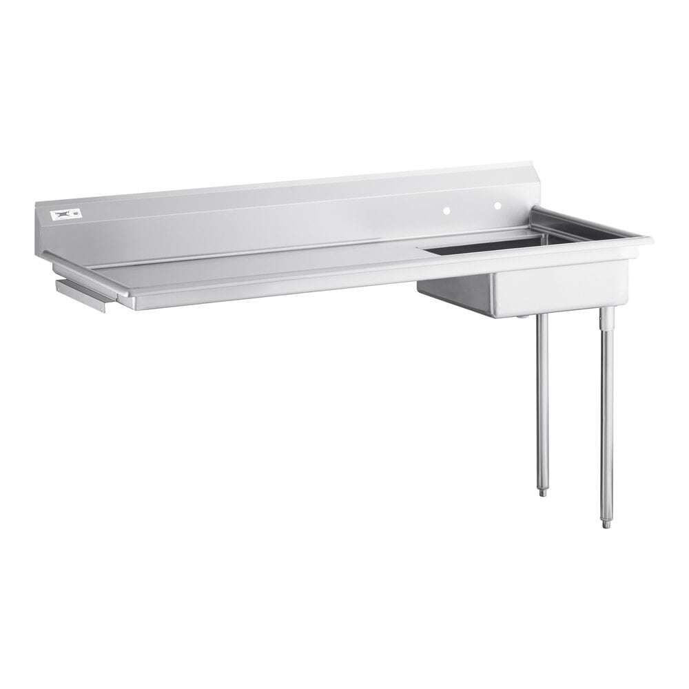 Regency 72 inch 16-Gauge Stainless Steel Soiled / Dirty Undercounter Dishtable - Right Drainboard