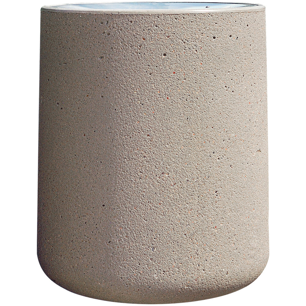 Wausau Tile TF1175 31 Gallon Concrete Round Trash Receptacle with