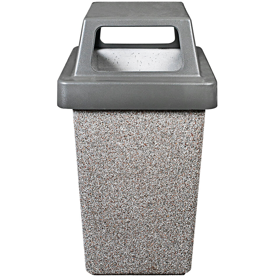 Wausau Tile TF1016 30 Gallon Concrete Square Trash Receptacle with