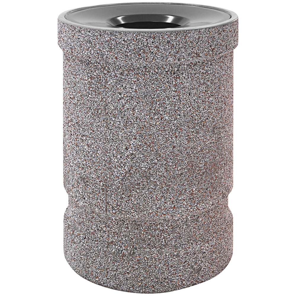 Wausau Tile TF1135 39 Gallon Concrete Round Trash Receptacle with