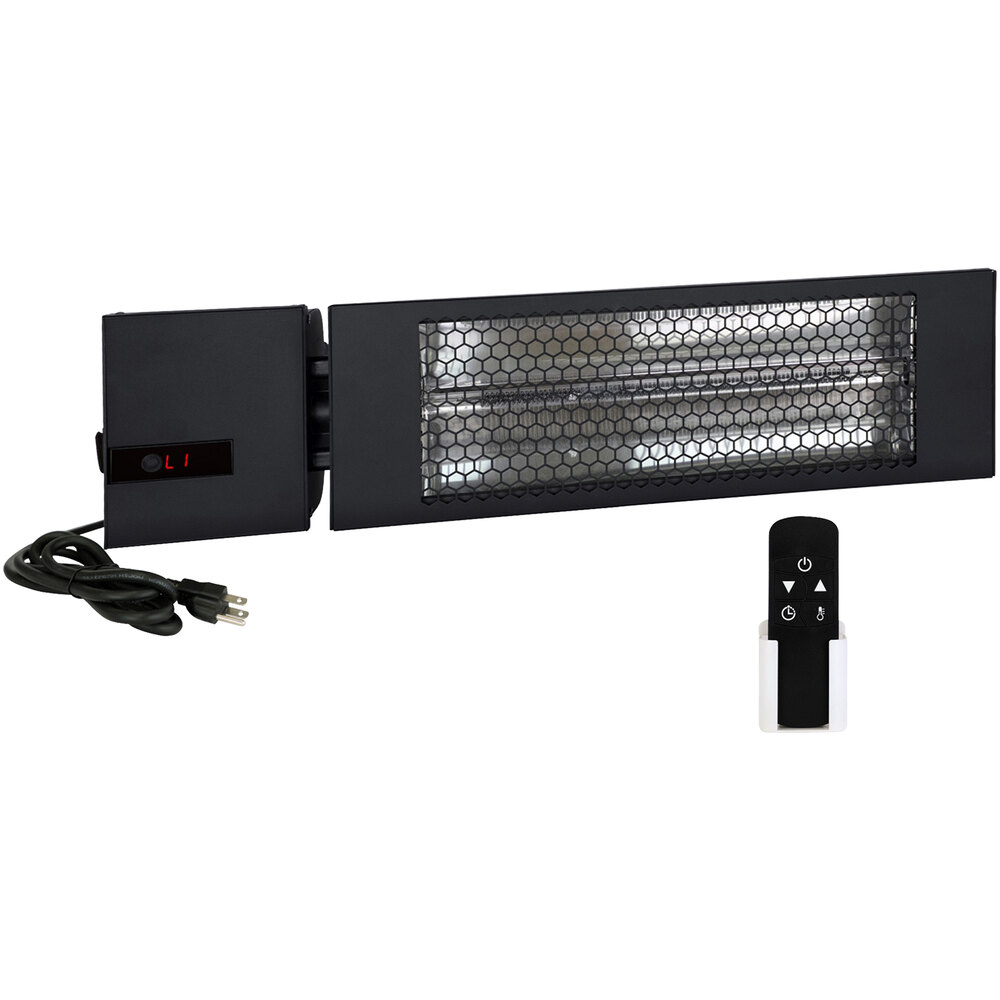 King Electric Smart Wave RK1215-RMT-PLG-BLK 24 Single Carbon Fiber Radiant  Heater with 6' Cord and Remote - 120V, 1500W