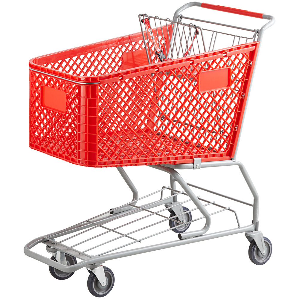 Regency Red Plastic Grocery Cart - 7.4 Cu. Ft.