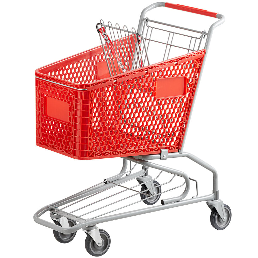 Regency Red Plastic Grocery Cart - 3.5 Cu. Ft.
