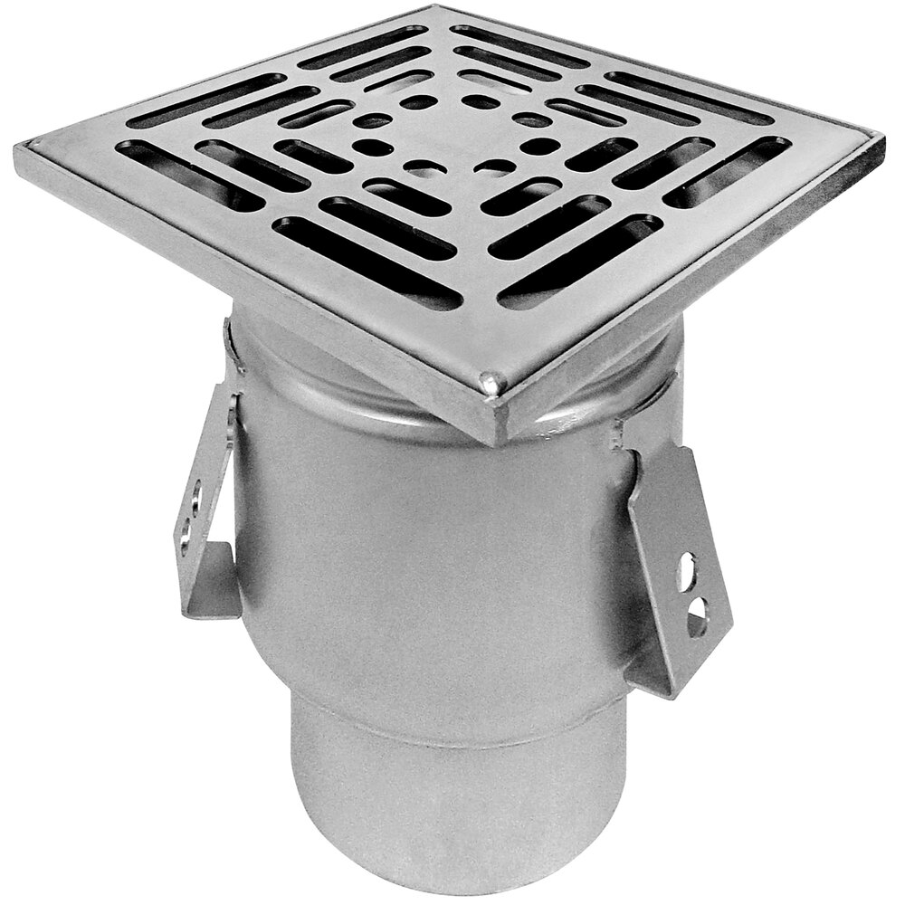 Josam 41444 8" Square Stainless Steel Floor Drain with Stainless Steel
