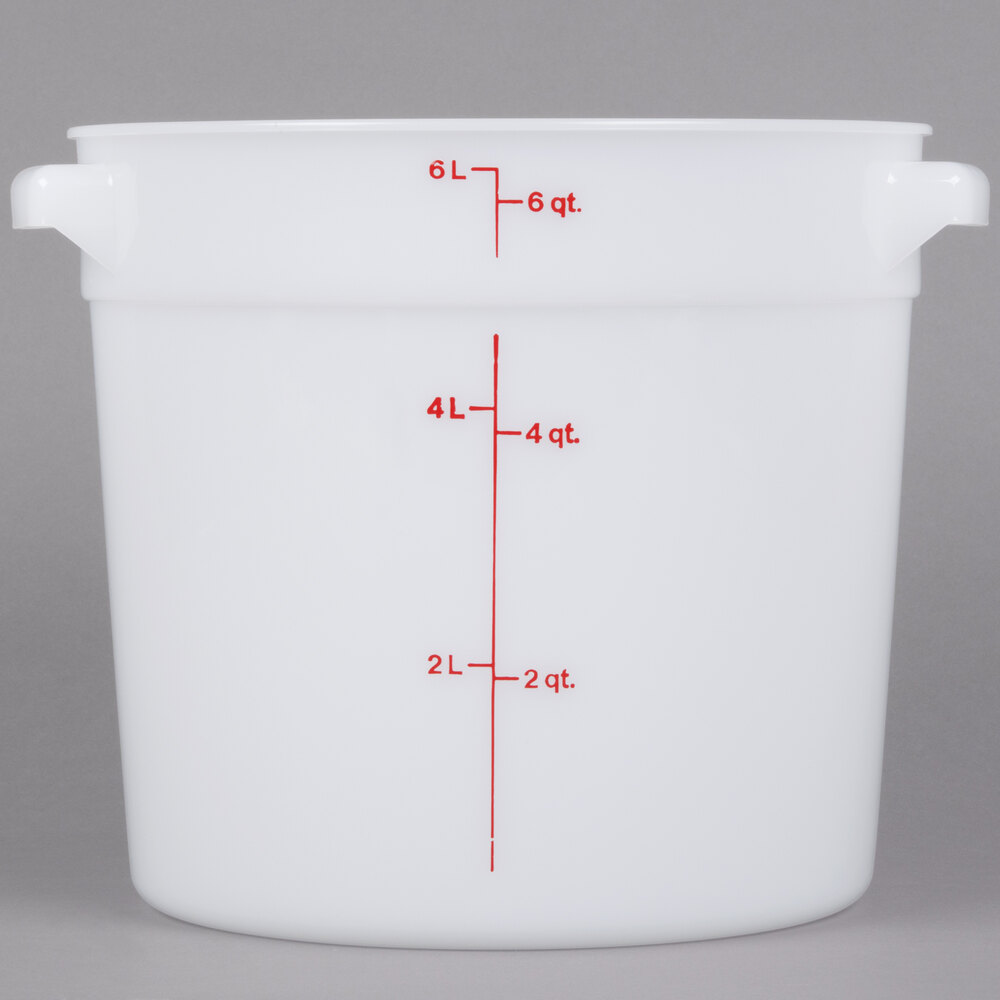 6 Qt Round Value Series H6001200-CR Food Storage Container White Cap. 