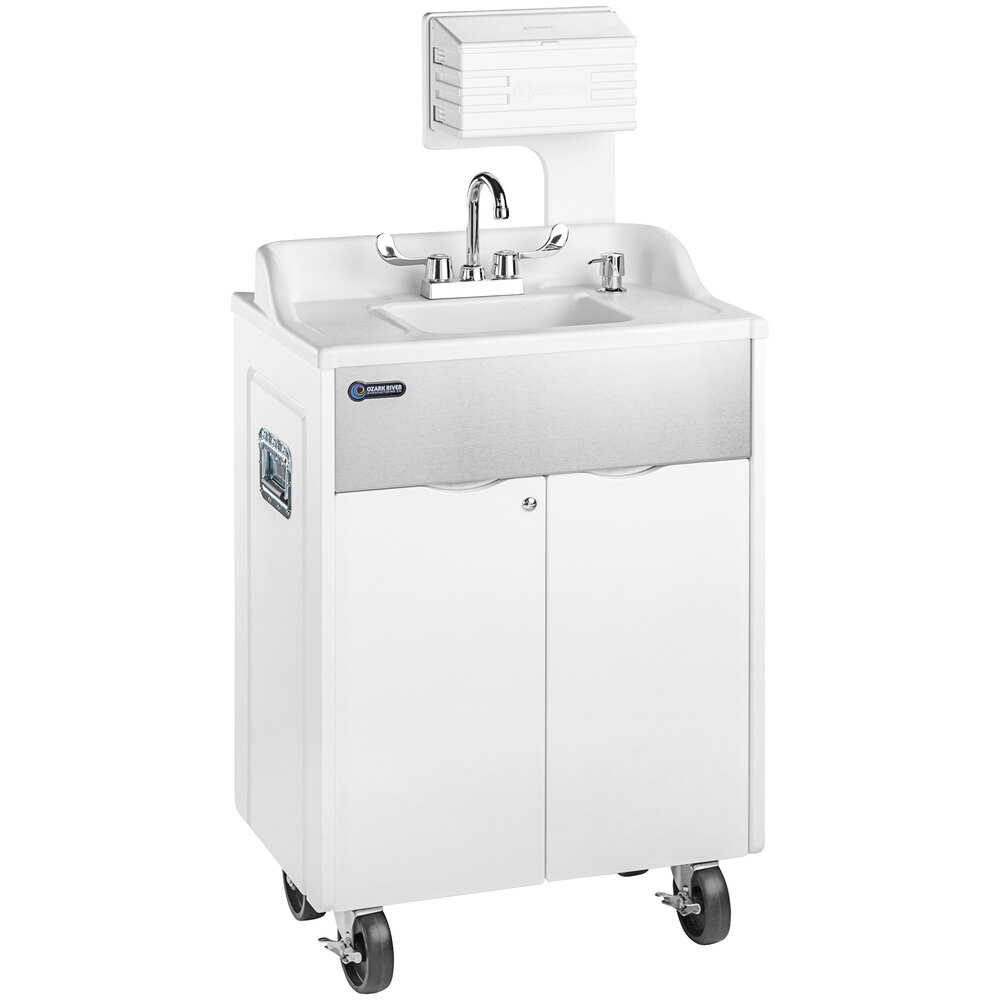 Ozark River Manufacturing TSPRW-ABW-AB1N Titan PRO 1 White Portable Hot  Water Hand Sink with HDPE Plastic and Stainless Steel Cabinet