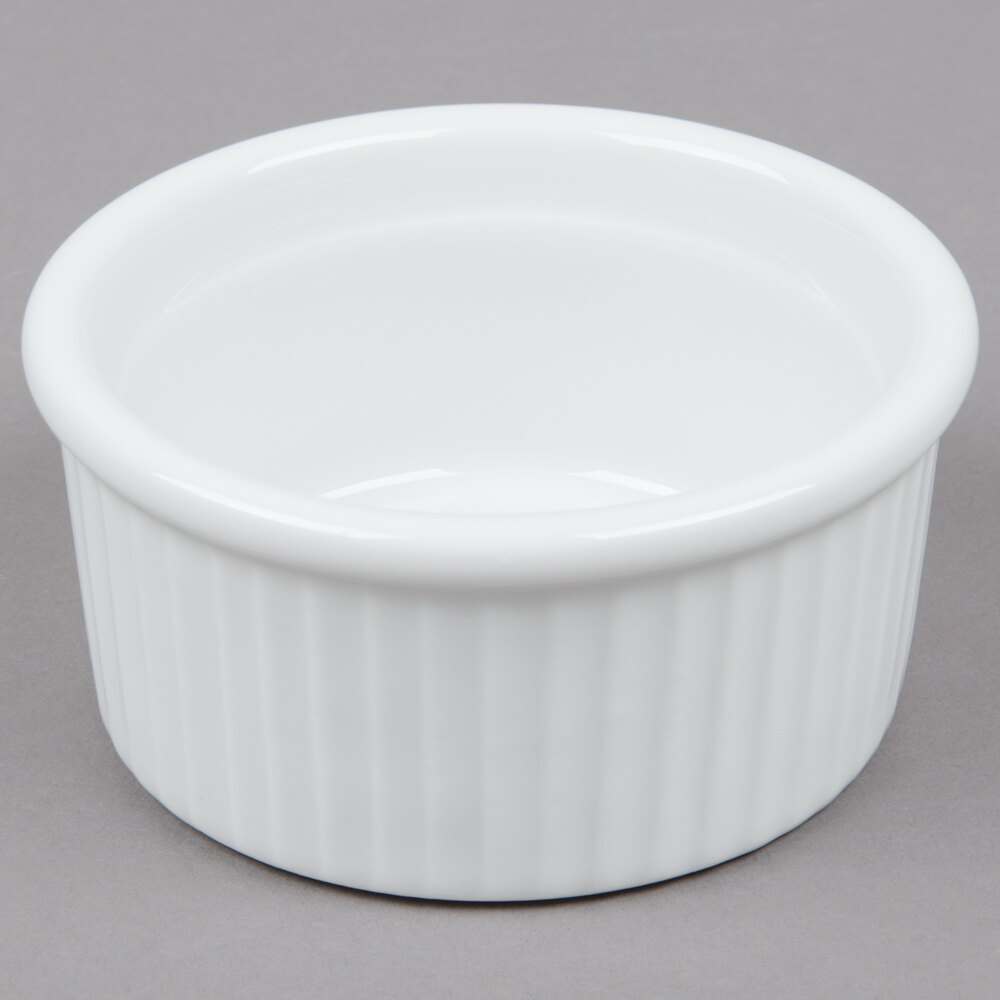 Tuxton BPX-0502 5 oz. Fluted Bright White China Souffle / Ramekin - 12/Pack