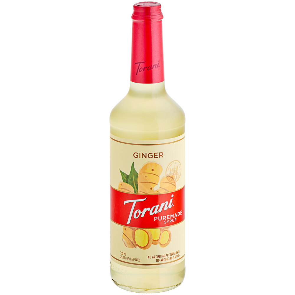 Torani Puremade Ginger Flavoring Syrup 750 mL Glass Bottle