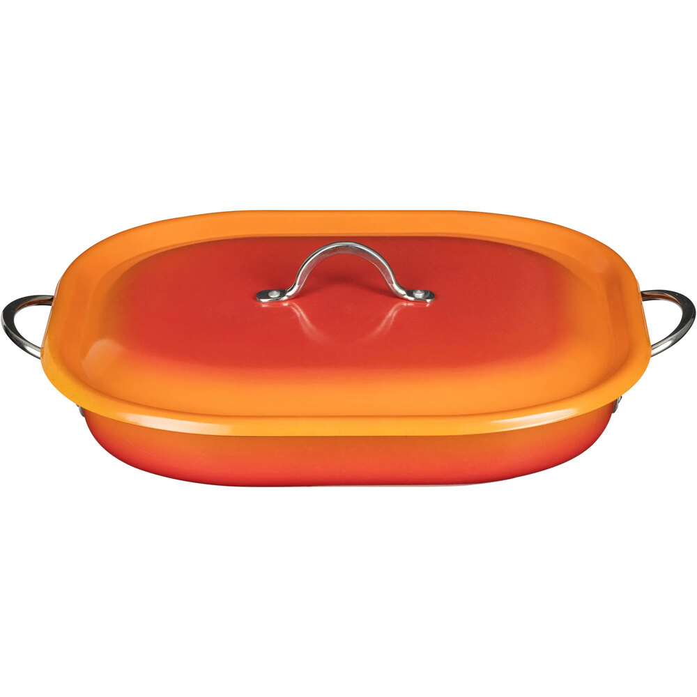 Bon Chef Country French X 5 Qt. Ombre Tangerine Roasting Pan with Cover