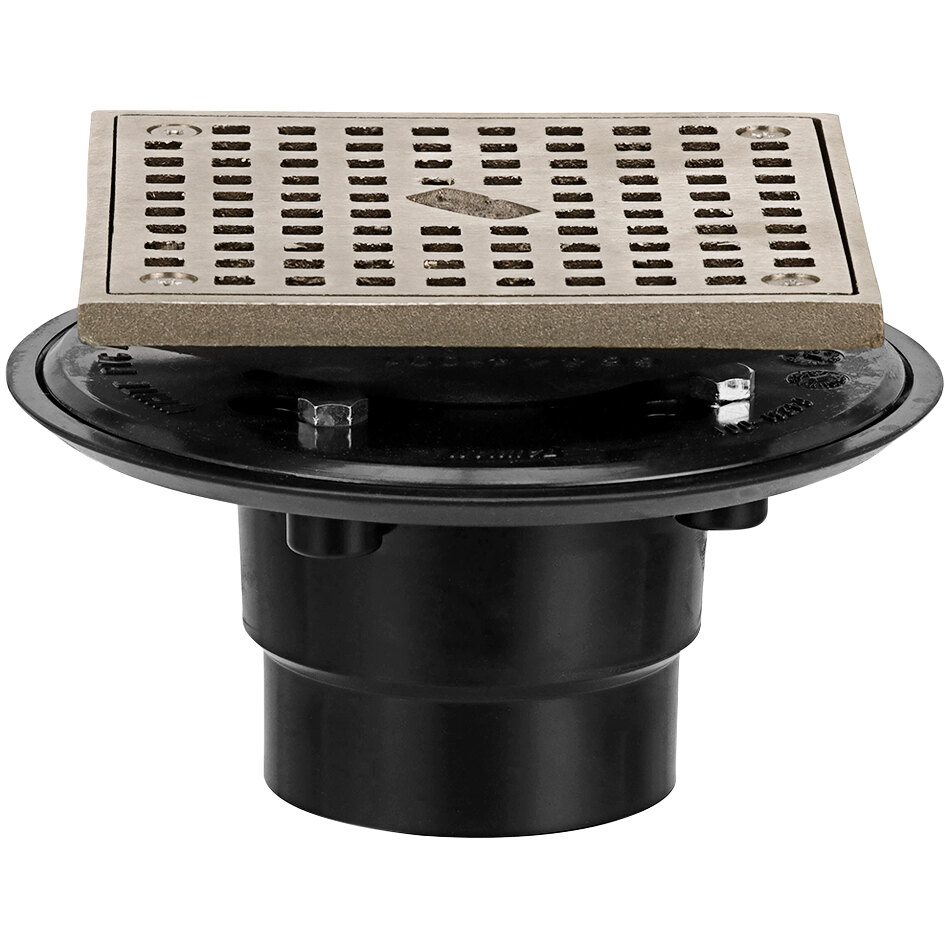 Zurn Elkay FD2254AB2S5 Adjustable ABS Floor Drain with 5" Square Nickel Bronze Strainer