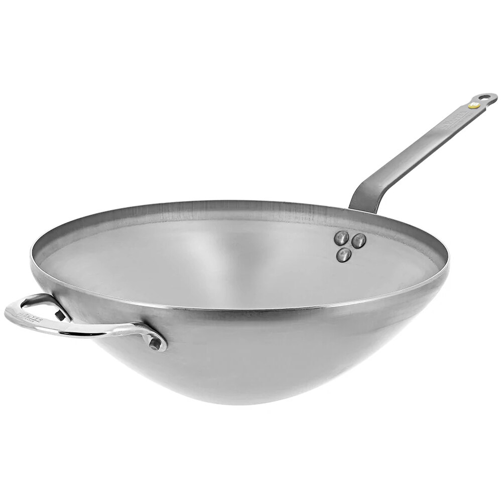 de Buyer Mineral B Element 12 9/16" Carbon Steel Wok with Helper Handle
