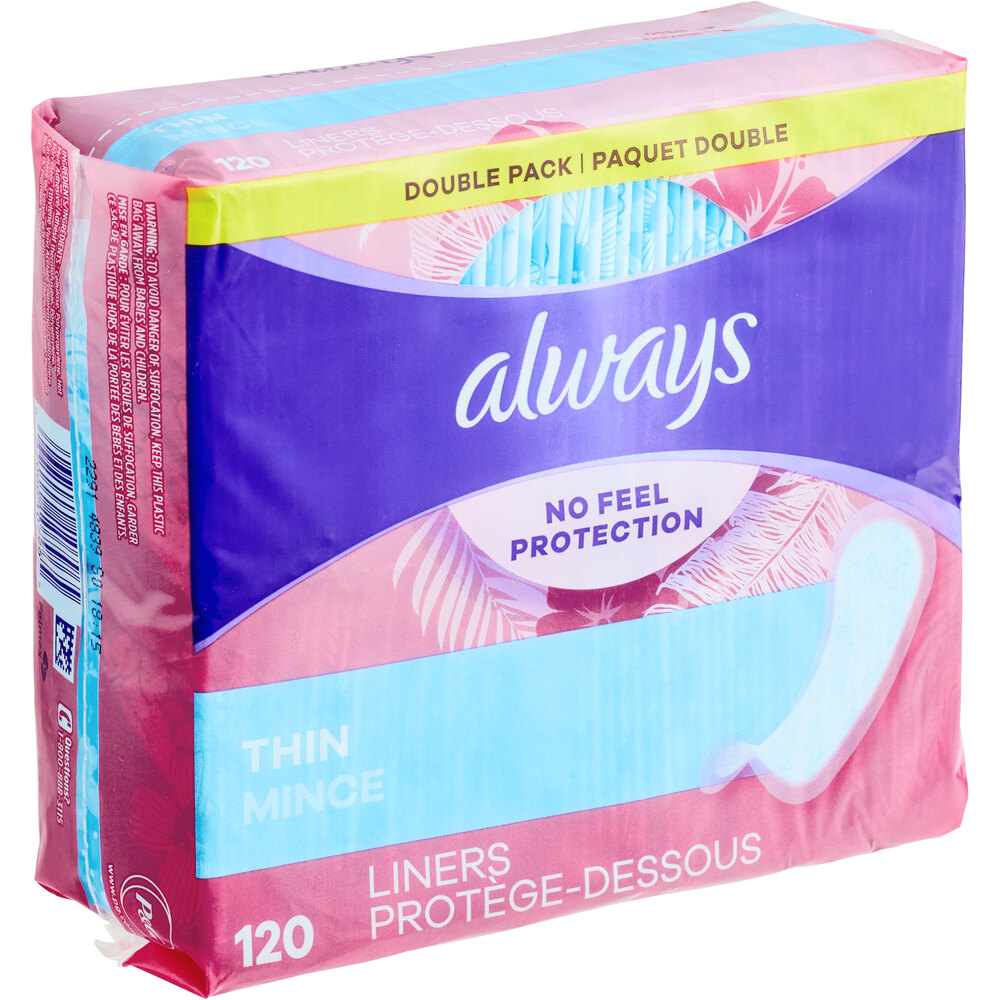 Always 120Count Unscented Thin Daily Liners 6/Case