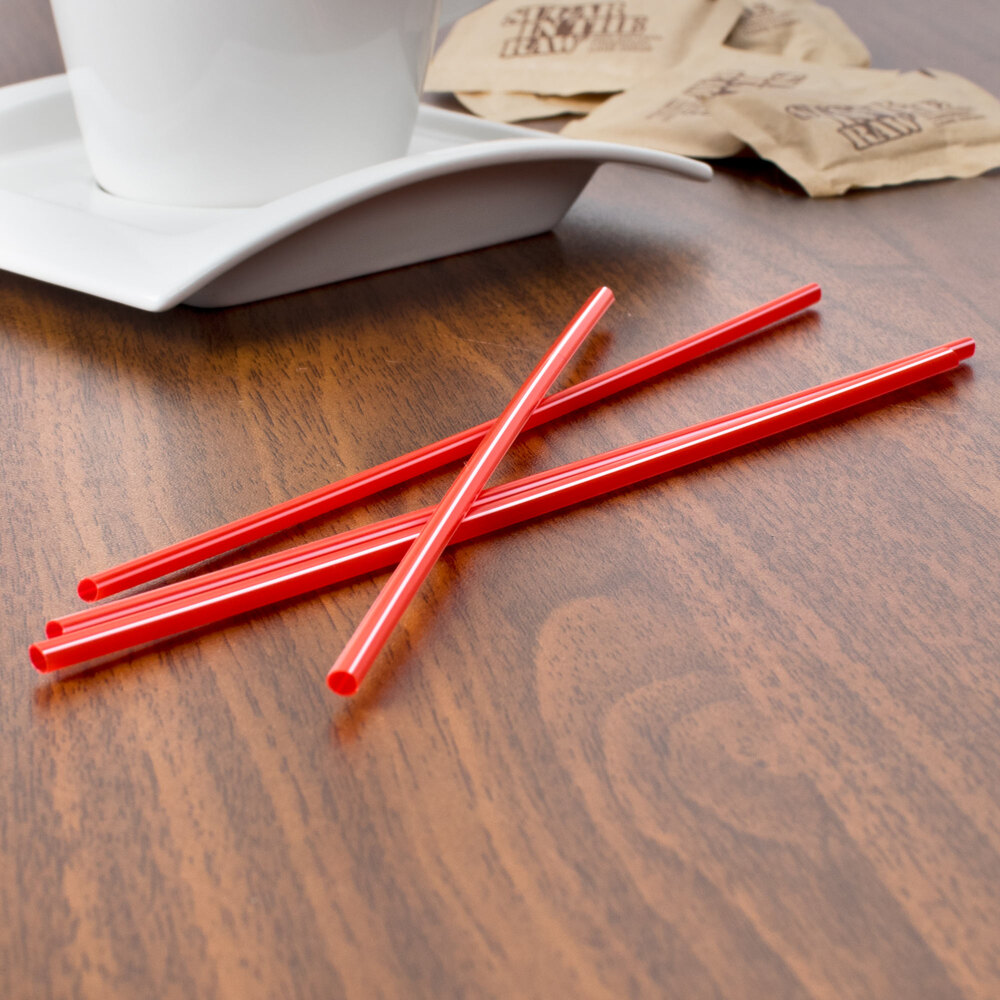 Choice 7 1/2" Red and White Unwrapped Coffee Stirrer 1000/Box